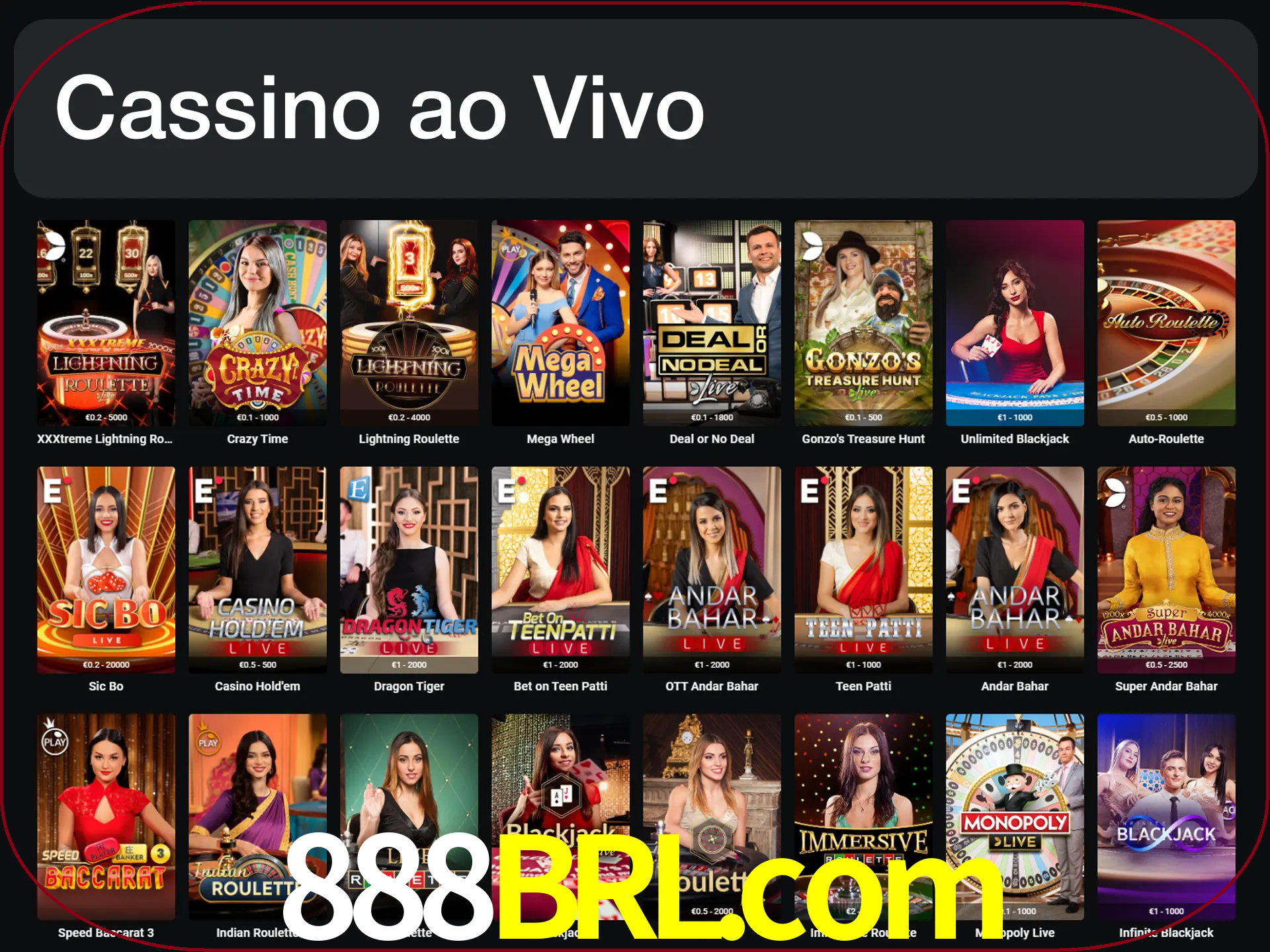 Jogue jogos de cassino com um verdadeiro dealer.
